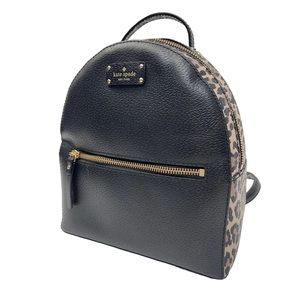 Kate Spade Small Black Backpack Purse with Cheetah Print Sides